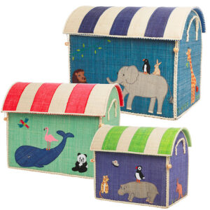 Rice Opbevaringskurv - Raffia - 3 stk - Animal Theme